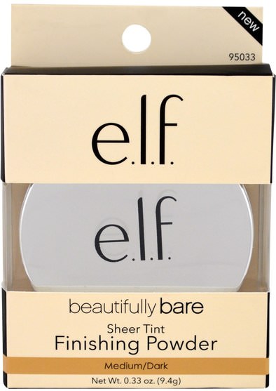 洗澡，美容，化妝 - E.L.F. Cosmetics, Beautifully Bare, Sheer Tint Finishing Powder, Medium/Dark, 0.33 oz (9.4 g)