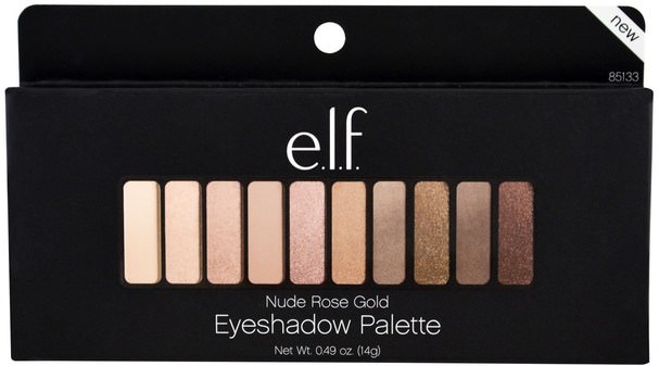 洗澡，美容，化妝 - E.L.F. Cosmetics, Eyeshadow Palette, Nude Rose Gold, 0.49 oz (14 g)
