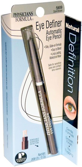洗澡，美容，化妝，眼線 - Physicians Formula, Eye Definer, Automatic Eye Pencil, 569 Dark Brown.008 oz (0.2 g)