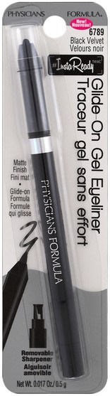 洗澡，美容，化妝，眼線 - Physicians Formula, Glide on Gel Eyeliner, Black Velvet, 0.017 oz (0.5 g)