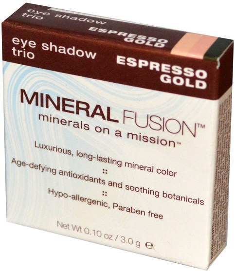 洗澡，美容，化妝，眼影 - Mineral Fusion, Eye Shadow Trio, Espresso Gold, 0.10 oz (3 g)