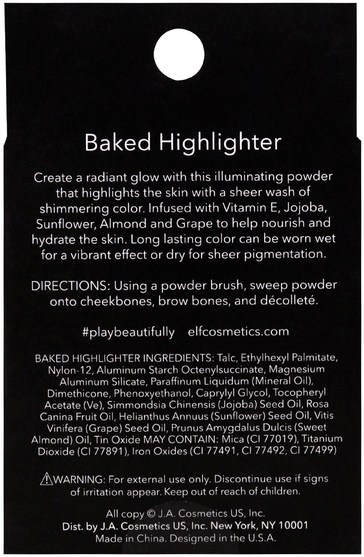洗澡，美容，化妝，臉，臉紅 - E.L.F. Cosmetics, Baked Highlighter, Blush Gems, 0.17 oz (5 g)