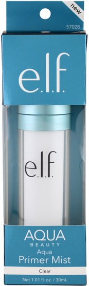 洗澡，美容，化妝，面部底漆 - E.L.F. Cosmetics, Aqua Primer Mist, Clear, 1.01 fl oz (30 ml)