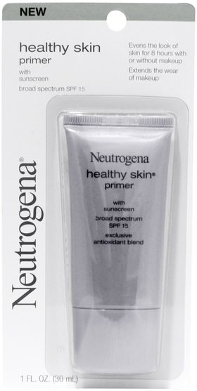 洗澡，美容，化妝，面部底漆，面部護理，spf面部護理 - Neutrogena, Healthy Skin Primer, with Sunscreen, SPF 15, 1 fl oz (30 ml)