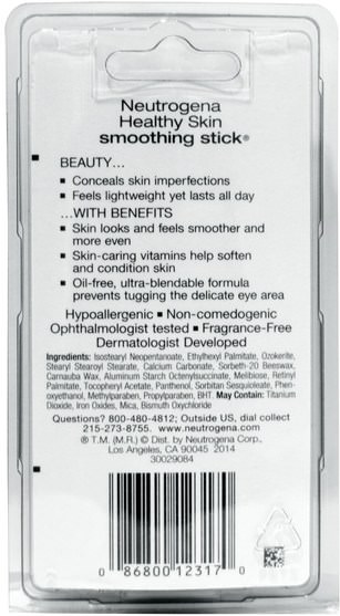 沐浴，美容，化妝，面部護理，修飾棒遮瑕膏 - Neutrogena, Healthy Skin Smoothing Stick, Fair 01, 0.10 oz (2.8 g)