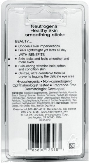 沐浴，美容，化妝，面部護理，修飾棒遮瑕膏 - Neutrogena, Healthy Skin Smoothing Stick, Light 02, 0.10 oz (2.8 g)