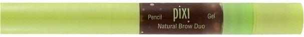 洗澡，美容，化妝，睫毛膏 - Pixi Beauty, 2-In-1 Natural Brow Duo, Deep Brunette, Pencil 0.004 oz (0.12 g), Gel 0.084 fl. oz (2.5 ml)