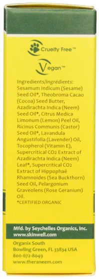 洗澡，美容，化妝，指甲護理，指甲油 - Organix South, TheraNeem Naturals, Neem Nail Therap, Nail & Cuticle Oil, 0.5 fl oz (15 ml)