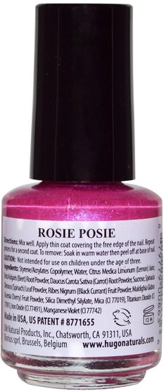 洗澡，美容，化妝，指甲油，孩子友好的化妝 - Hugo Naturals, Nail Polish, Rosie Posie, 0.27 fl oz (8 ml)