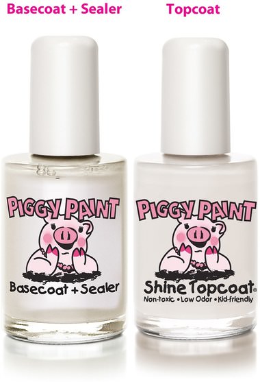 洗澡，美容，化妝，指甲油 - Piggy Paint, Make it Last, Basecoat & Topcoat Nail Polish, 2 Bottles, 0.5 fl oz (15 ml) Each