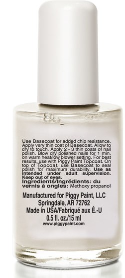 洗澡，美容，化妝，指甲油 - Piggy Paint, Nail Polish, Basecoat, 0.5 fl oz (15 ml)