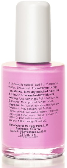 洗澡，美容，化妝，指甲油 - Piggy Paint, Nail Polish, Pinkie Promise, 0.5 fl oz (15 ml)