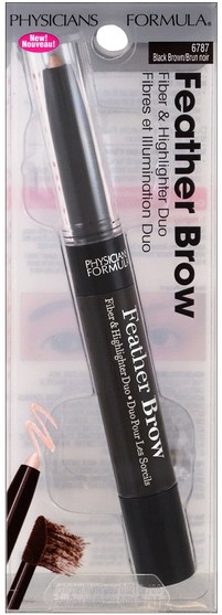 洗澡，美容，化妝 - Physicians Formula, Feather Brow, Black Brown, 0.021 oz (0.6 g)