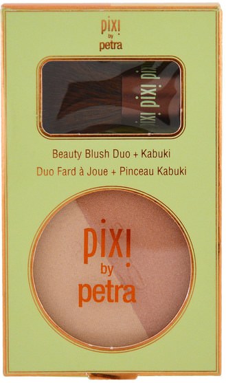 洗澡，美容，化妝 - Pixi Beauty, Beauty Blush Duo + Kabuki, Peach Honey, 0.36 oz (10.21 g)