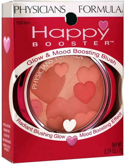 沐浴，美容，化妝，微光/古銅色粉末 - Physicians Formula, Happy Booster, Glow & Mood Boosting Blush, Warm, 0.24 oz (7 g)