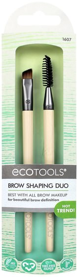 洗澡，美容，化妝工具，化妝刷，禮品套裝 - EcoTools, Brow Shaping Duo, 2 Brushes
