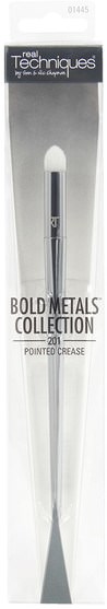 洗澡，美容，化妝工具，化妝刷 - Real Techniques by Samantha Chapman, Bold Metals Collection, Eyes, Pointed Crease 201, 1 Brush