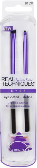 洗澡，美容，化妝工具，化妝刷，禮品套裝 - Real Techniques by Samantha Chapman, Eye Detail + Define, Eyes, 2 Piece Set