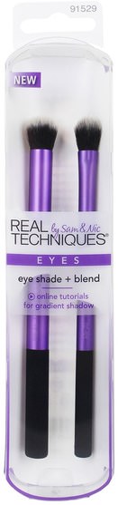 洗澡，美容，化妝工具，化妝刷，禮品套裝 - Real Techniques by Samantha Chapman, Eye Shade + Blend, Eyes, 2 Piece Set