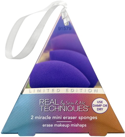 洗澡，美容，化妝工具，化妝刷 - Real Techniques by Samantha Chapman, Limited Edition, 2 Miracle Mini Eraser Sponges, Purple, 2 Sponges