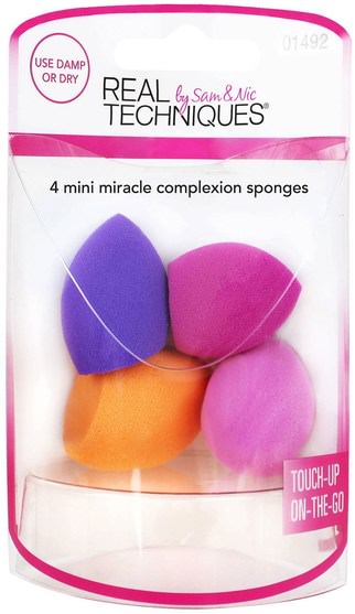 洗澡，美容，化妝工具，化妝刷 - Real Techniques by Samantha Chapman, Mini Miracle Complexion Sponges, 4 Sponges