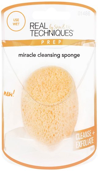 洗澡，美容，化妝工具，化妝刷 - Real Techniques by Samantha Chapman, Miracle Cleansing Sponge, 1 Sponge