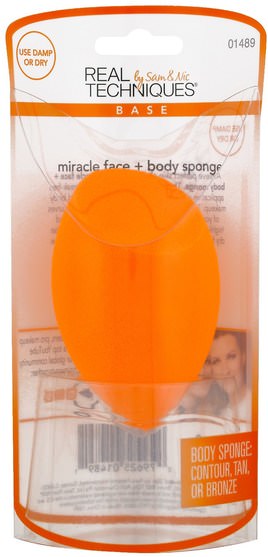 洗澡，美容，化妝工具，化妝刷 - Real Techniques by Samantha Chapman, Miracle Face + Body Sponge, 1 Sponge