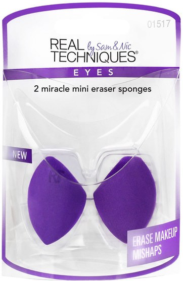 洗澡，美容，化妝工具，化妝刷 - Real Techniques by Samantha Chapman, Miracle Mini Eraser Sponges, 2 Sponges