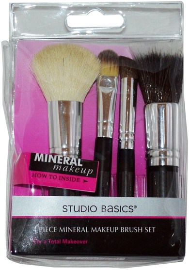 洗澡，美容，化妝工具，化妝刷 - Studio Basics, Mineral Makeup Brush Set, 4 Piece Set