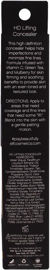 洗澡，美容，化妝，修飾棒遮瑕膏 - E.L.F. Cosmetics, HD Lifting Concealer, Medium, 0.22 fl oz (6.5 ml)