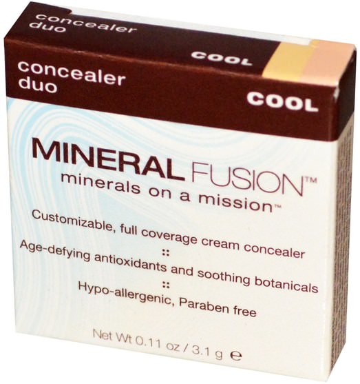 洗澡，美容，化妝，修飾棒遮瑕膏 - Mineral Fusion, Concealer Duo, Cool, 0.11 oz (3.1 g)