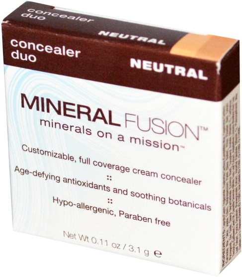 洗澡，美容，化妝，修飾棒遮瑕膏 - Mineral Fusion, Concealer Duo, Neutral, 0.11 oz (3.1 g)