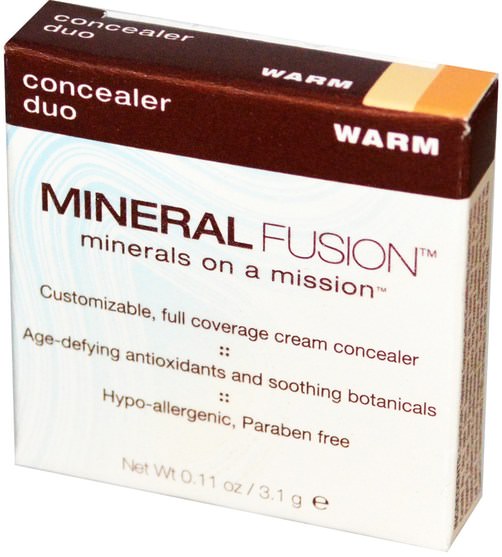 洗澡，美容，化妝，修飾棒遮瑕膏 - Mineral Fusion, Concealer Duo, Warm, 0.11 oz (3.1 g)