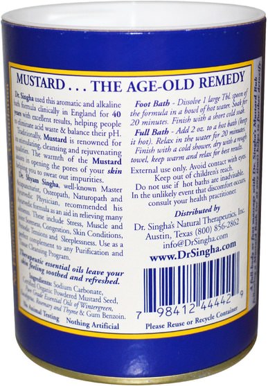 洗澡，美容，泥浴面膜 - Dr. Singhas, Mustard Bath, 8 oz (227 g)