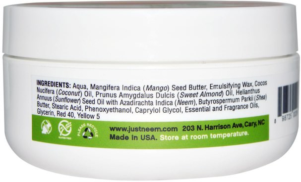 洗澡，美容，油，健康，皮膚，身體黃油 - Just Neem, Pumpkin Spice Neem Body Butter, 4 oz (113 g)