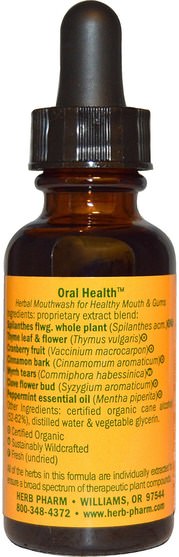 洗澡，美容，口腔牙科護理 - Herb Pharm, Oral Health, Herbal Mouthwash, 1 fl oz (30 ml)