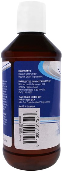 洗澡，美容，口腔牙齒護理，漱口水 - Dr. Mercola, Coconut Oil Oral Rinse, 8.12 fl oz (240 ml)