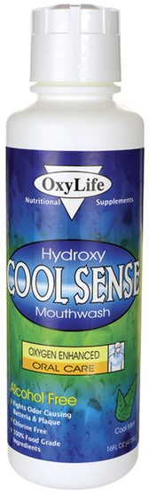 洗澡，美容，口腔牙齒護理，漱口水 - OxyLife, Hydroxy Cool Sense Mouthwash, Cool Mint, 16 fl oz (473 ml)