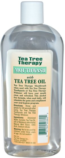 洗澡，美容，口腔牙齒護理，漱口水 - Tea Tree Therapy, Mouthwash, with Tea Tree Oil, 12 fl oz (354 ml)