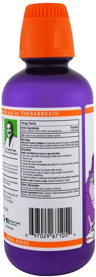 洗澡，美容，口腔牙齒護理，漱口水 - TheraBreath, Anti Cavity Oral Rinse for Kids, Gorilla Grape, 16 fl oz (473 ml)