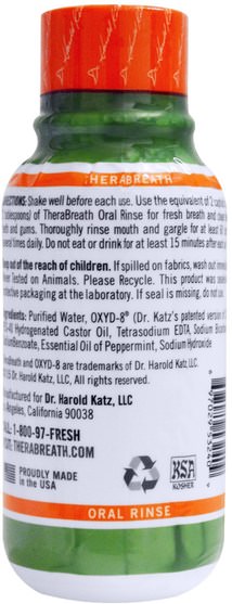 洗澡，美容，口腔牙齒護理，口腔衛生用品，健康，口乾 - TheraBreath, Fresh Breath Oral Rinse, Mild Mint Flavor, 3 fl oz (88.7 ml)