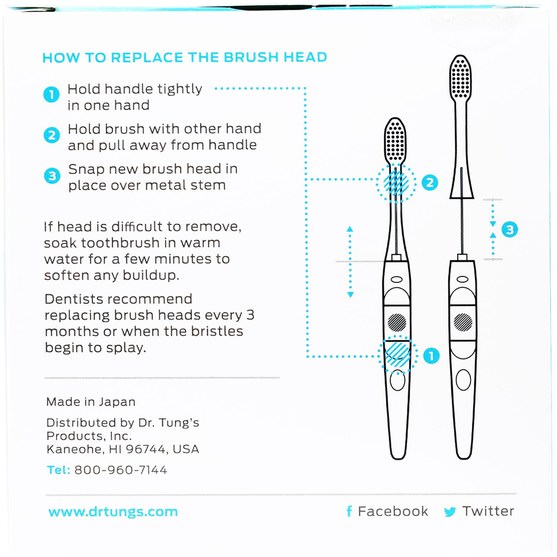洗澡，美容，口腔牙科護理，牙刷 - Dr. Tungs, Ionic Toothbrush, Replacement Brush Heads, Soft Bristles, 2 Pack