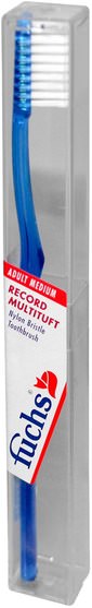 洗澡，美容，口腔牙科護理，牙刷 - Fuchs Brushes, Record Multituft, Nylon Bristle Toothbrush, Adult Medium, 1 Toothbrush