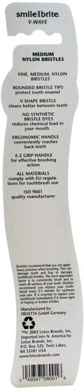 洗澡，美容，口腔牙科護理，牙刷 - Smile Brite, V-Wave Toothbrush, Medium, 1 Toothbrush