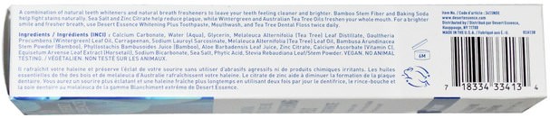 洗澡，美容，口腔牙齒護理，牙膏 - Desert Essence, Natural Tea Tree Oil Whitening Plus Toothpaste, Cool Mint, 6.25 oz (176 g)