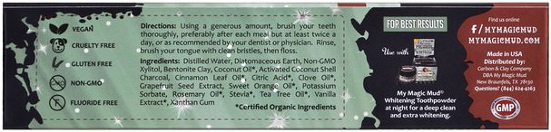 洗澡，美容，口腔牙齒護理，牙膏 - My Magic Mud, Activated Charcoal, Fluoride-Free, Whitening Toothpaste, Cinnamon Clove, 4 oz (113 g)