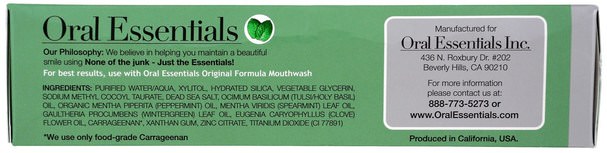 洗澡，美容，口腔牙齒護理，牙膏 - Oral Essentials, Toothpaste with Zinc, Original Formula, 3.5 oz (99.2 g)