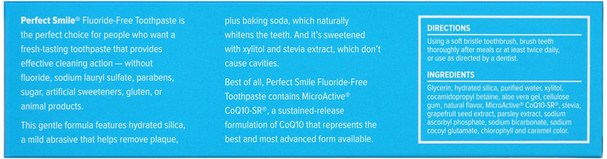 洗澡，美容，口腔牙齒護理，牙膏 - Perfect Smile, Fluoride-Free Whitening Toothpaste With CoQ10-SR, 4.2 oz (119 g)