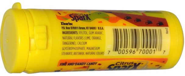 洗澡，美容，口腔牙科護理，木糖醇口香糖，食品，小吃，糖果 - Xlear, SparX Candy, with 100% Xylitol, Citrus, 30 g