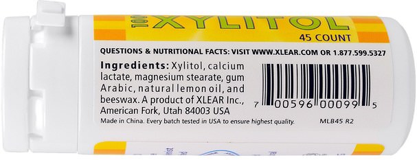 洗澡，美容，口腔牙齒護理，木糖醇口香糖 - Xlear, Spry, LemonBurst Mints, 45 Count, 25 g